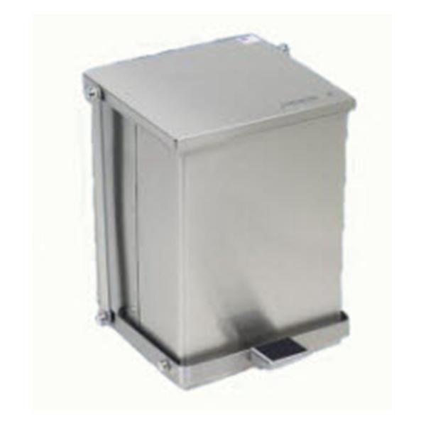 Can Trash SS 6gal Step-On Pedal Full-Width Hinge Lid Silver Square 1/Each